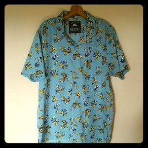 Blue Hawaiian Button Down Shirt